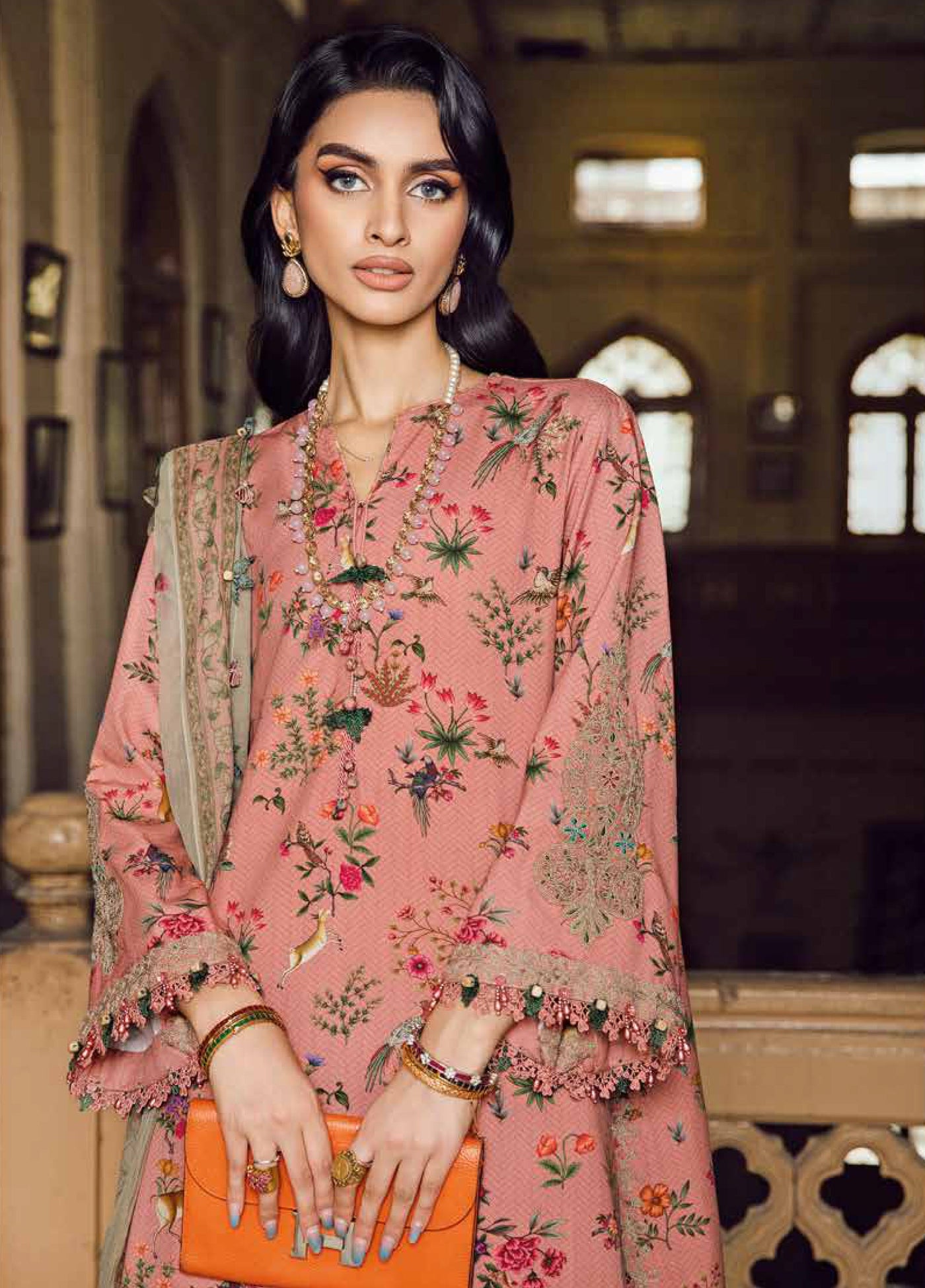 M Prints by Maria B Embroidered  Suits Unstitched 3 Piece MB25FE D-7A - Winter Collection