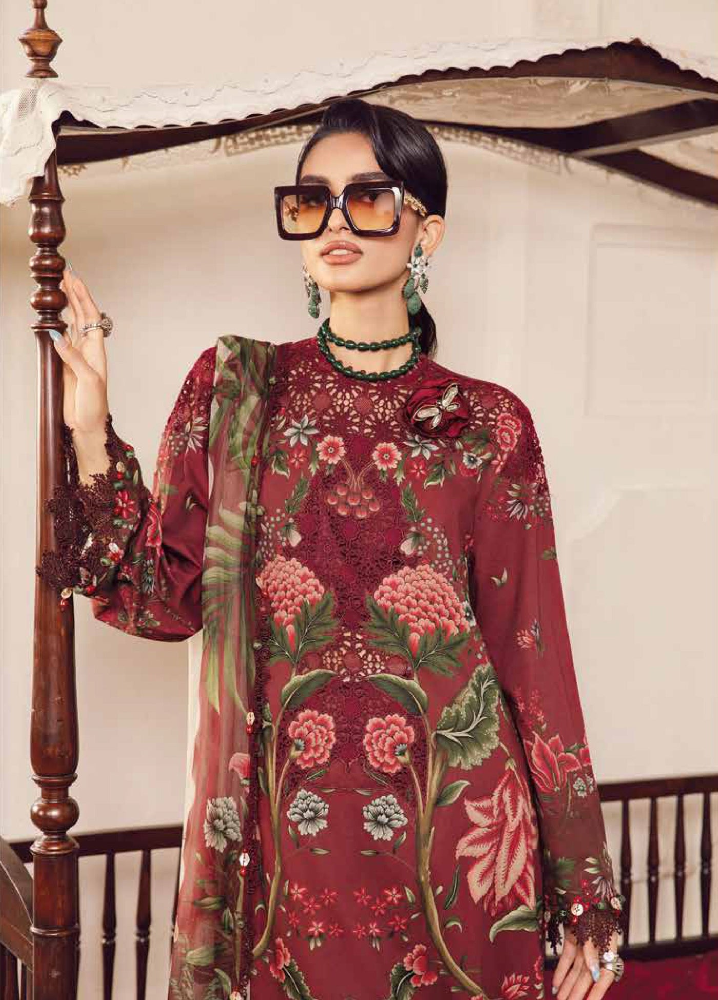 M Prints by Maria B Embroidered  Suits Unstitched 3 Piece MB25FE D-9A - Winter Collection