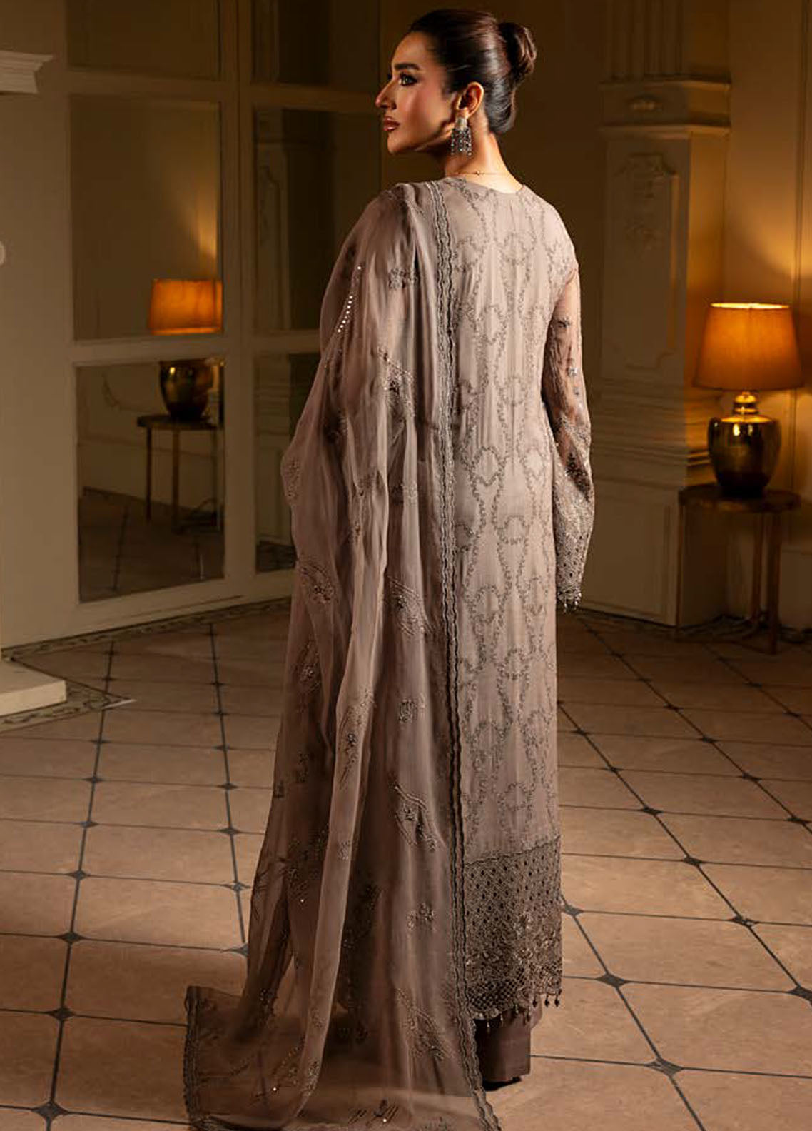 Aashnai by Lavish Embroidered Chiffon Suits Unstitched 3 Piece LVP24AC D-10 Rustic Grace