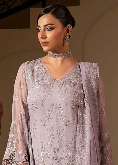 Aashnai by Lavish Embroidered Chiffon Suits Unstitched 3 Piece LVP24AC D-07 Lilac Blis