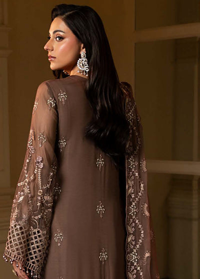 Aashnai by Lavish Embroidered Chiffon Suits Unstitched 3 Piece LVP24AC D-08 Mocha Bloom