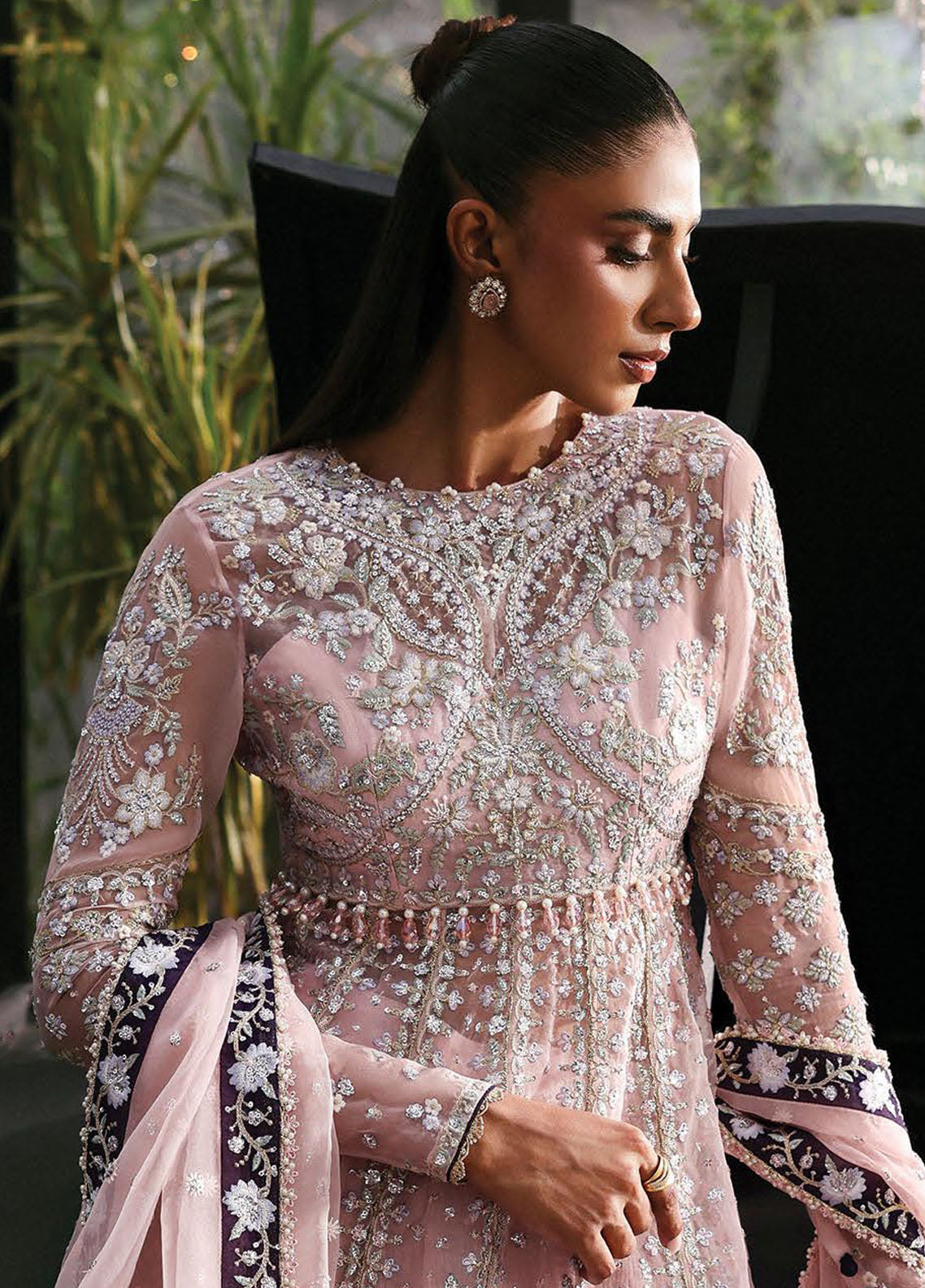Afrozeh Embroidered Chiffon Suits Unstitched 3 Piece AF25LF D-06 Zeal