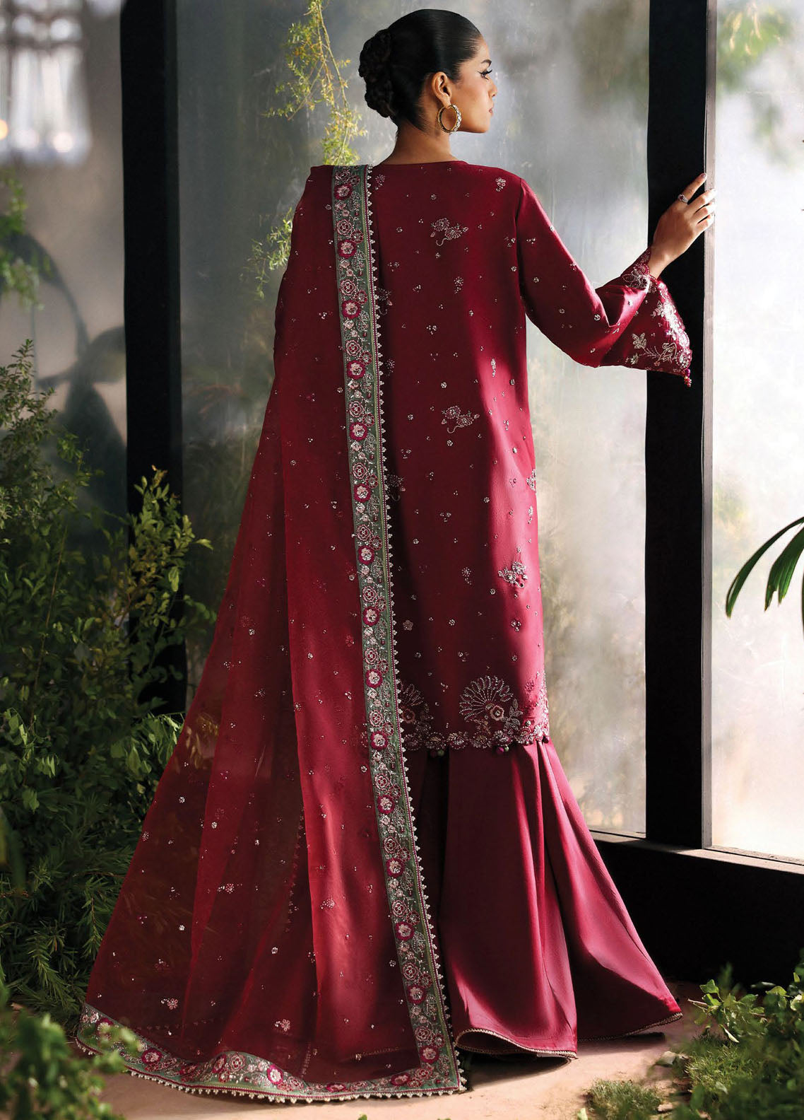 Afrozeh Embroidered Chiffon Suits Unstitched 3 Piece AF25LF D-09 Yalira