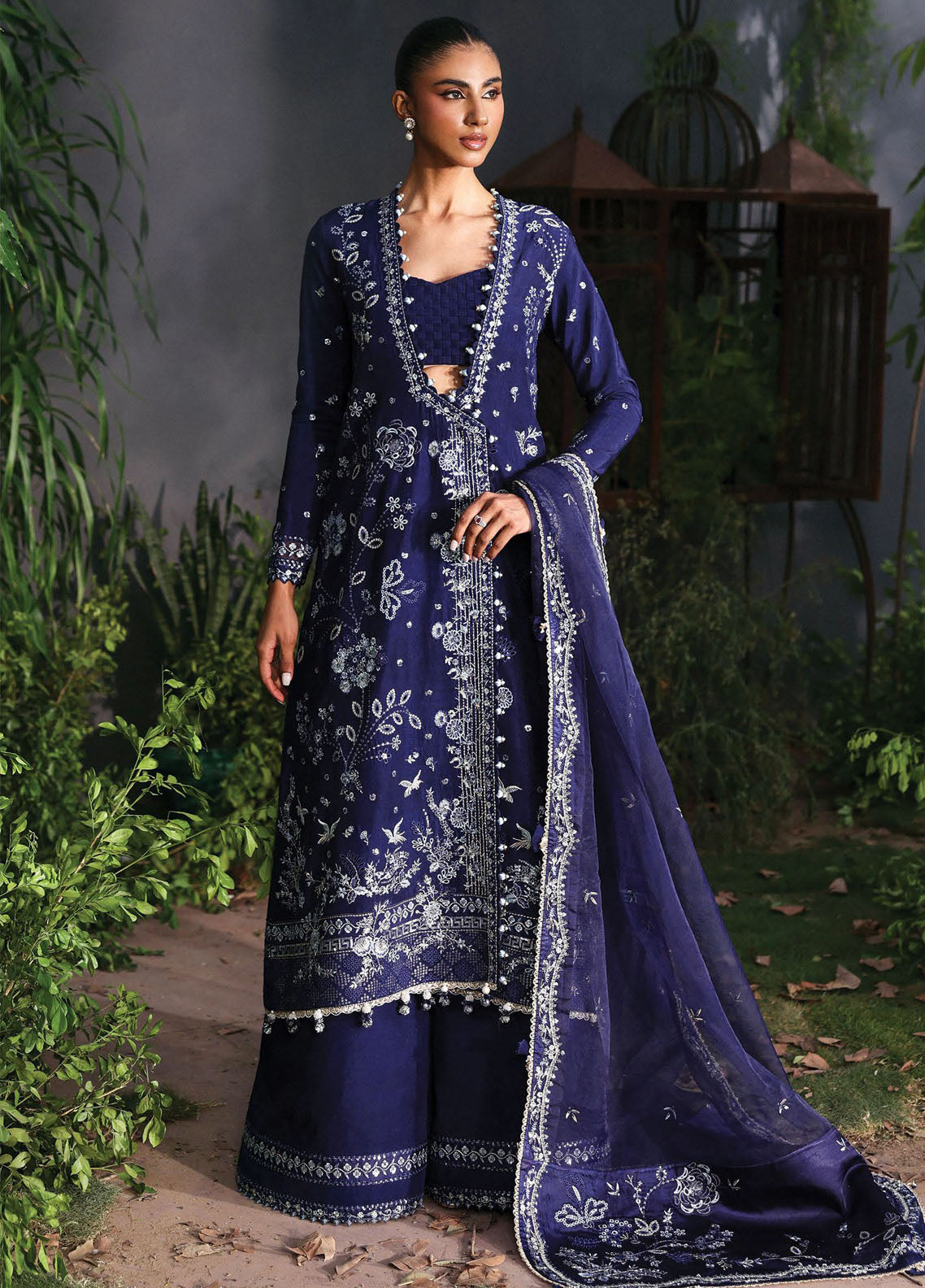 Afrozeh Embroidered Chiffon Suits Unstitched 3 Piece AF25LF D-04 Maison