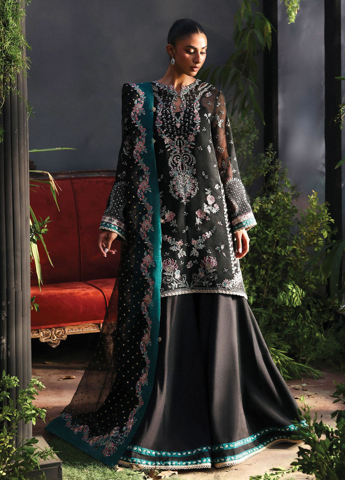 Afrozeh Embroidered Chiffon Suits Unstitched 3 Piece AF25LF D-07 Larosea