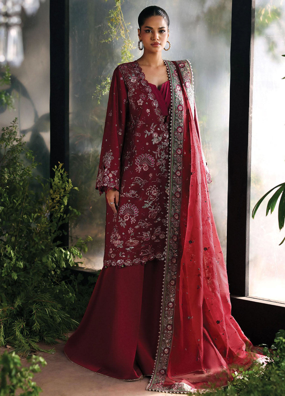 Afrozeh Embroidered Chiffon Suits Unstitched 3 Piece AF25LF D-09 Yalira