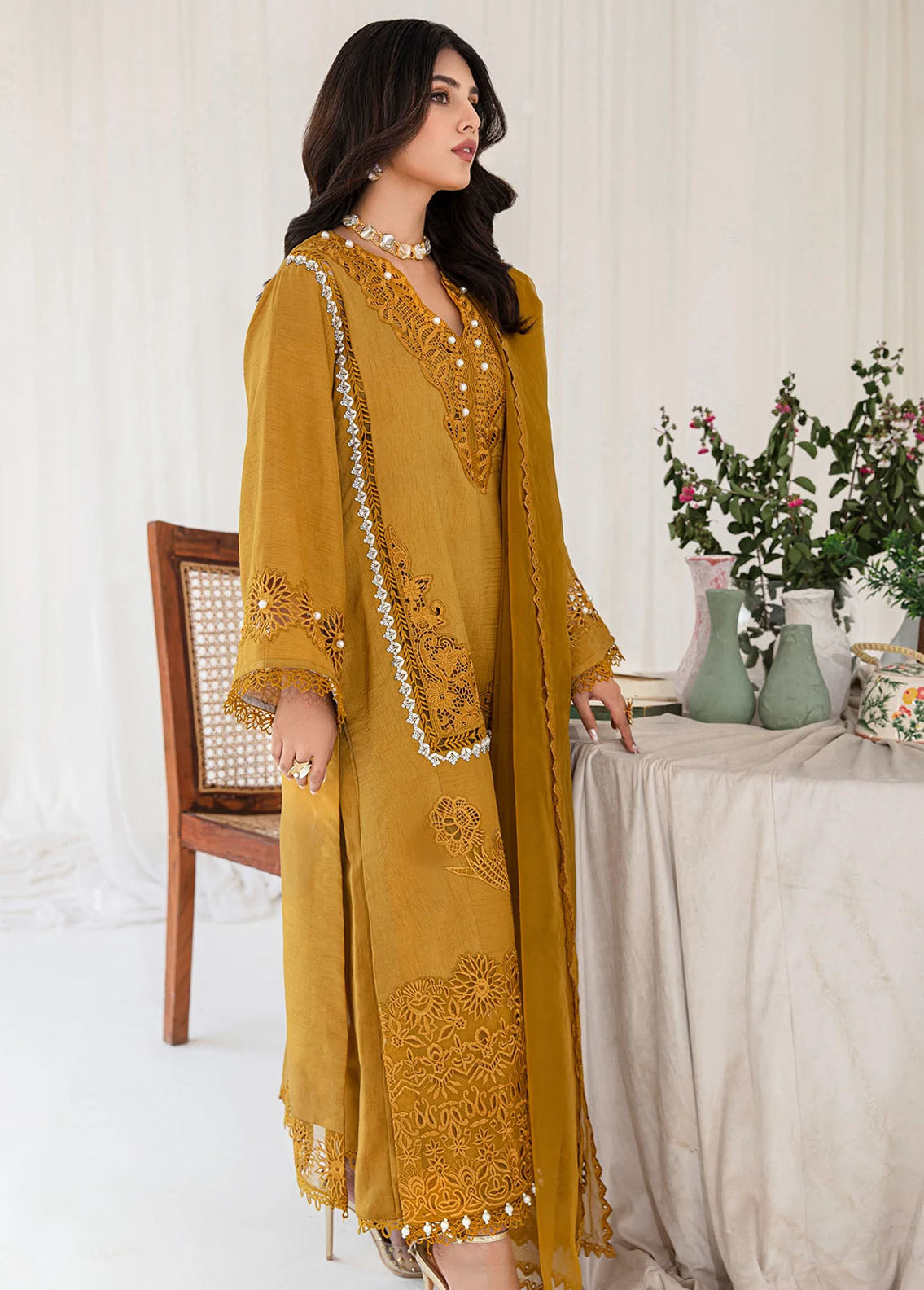 AJR Couture - Abbas Jamil Rajpoot Pret Embroidered Raw silk 4 Piece Suit Amelia