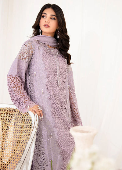 AJR Couture - Abbas Jamil Rajpoot Pret Embroidered Raw silk 4 Piece Suit Lilac
