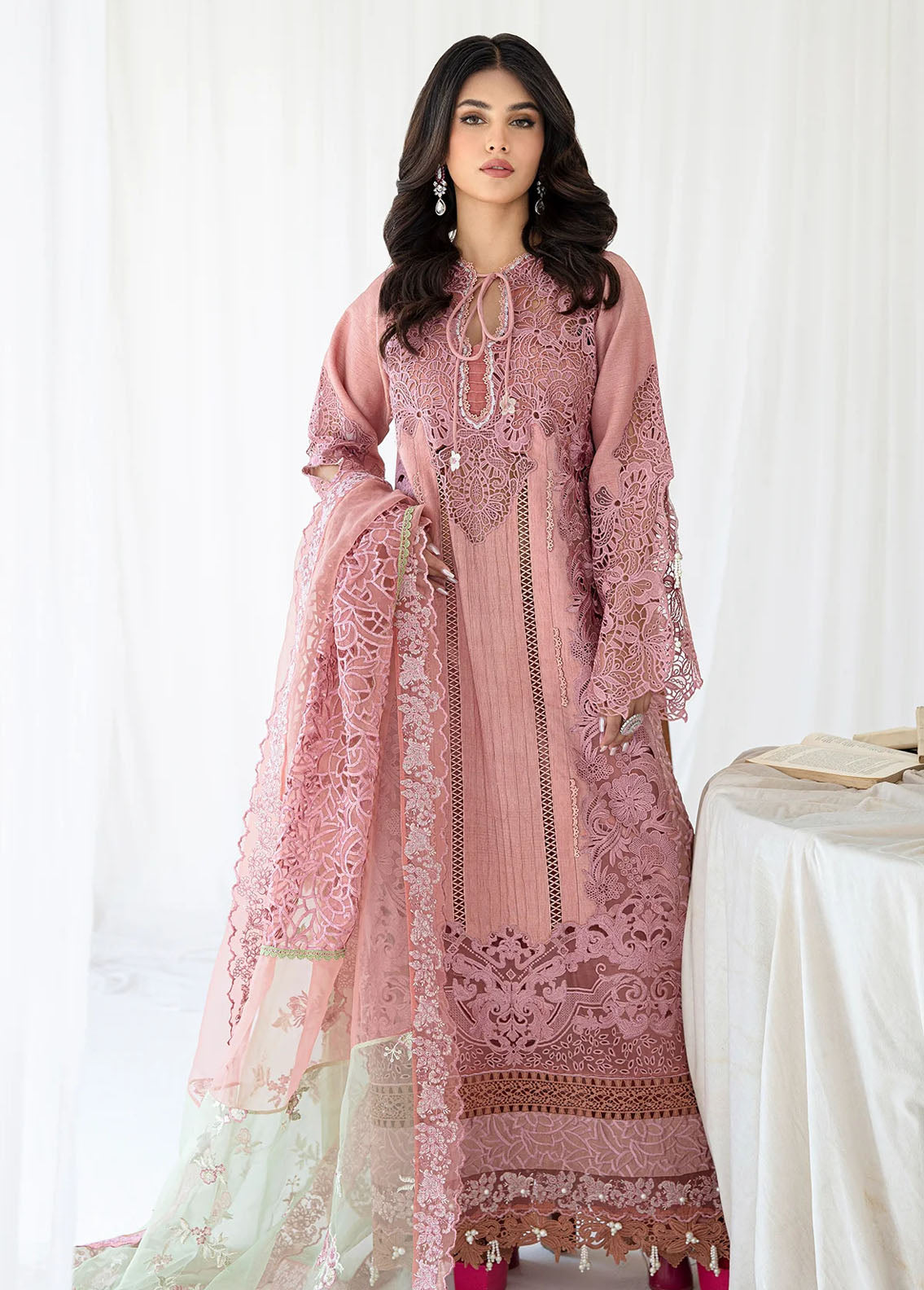 AJR Couture - Abbas Jamil Rajpoot Pret Embroidered Raw silk 4 Piece Suit Selin