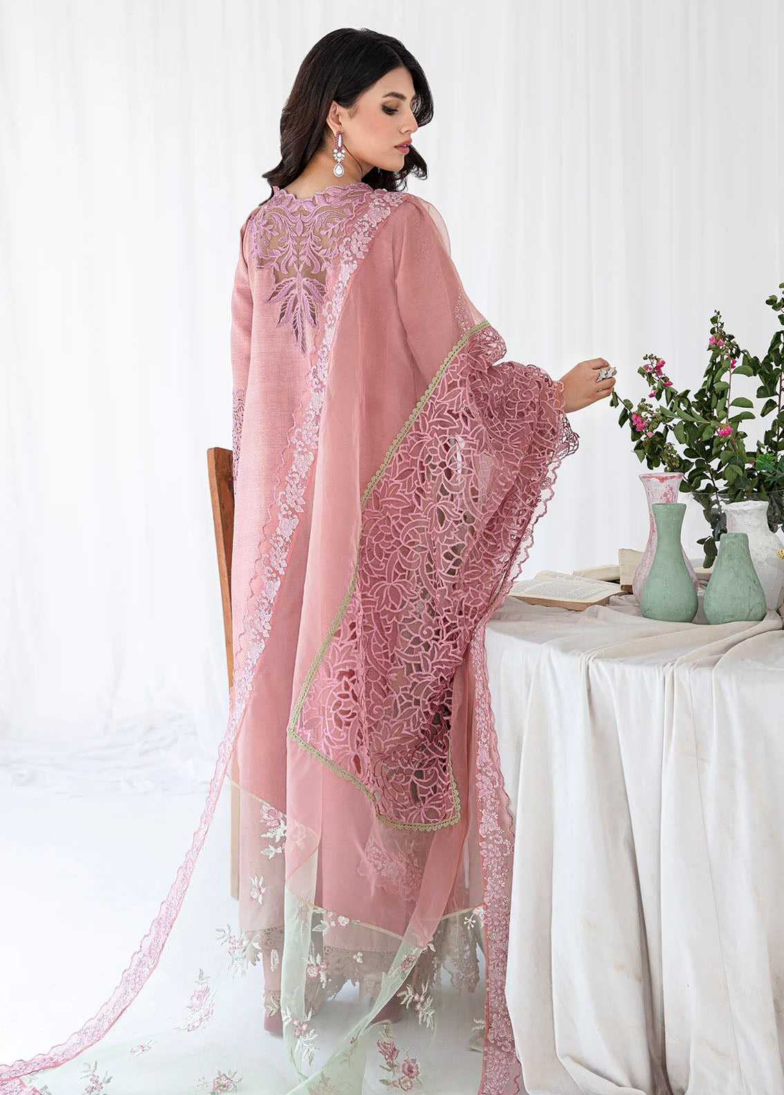 AJR Couture - Abbas Jamil Rajpoot Pret Embroidered Raw silk 4 Piece Suit Selin