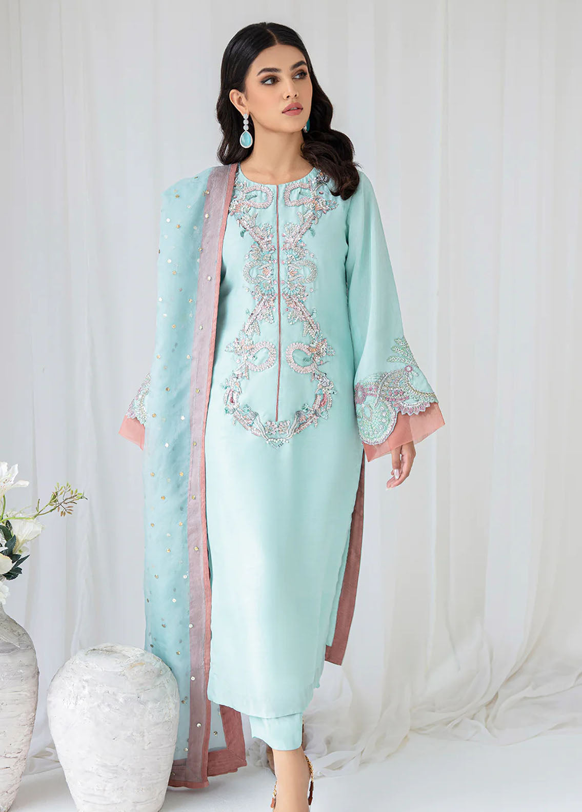 AJR Couture - Abbas Jamil Rajpoot Pret Embroidered Raw silk 3 Piece Suit Dianella