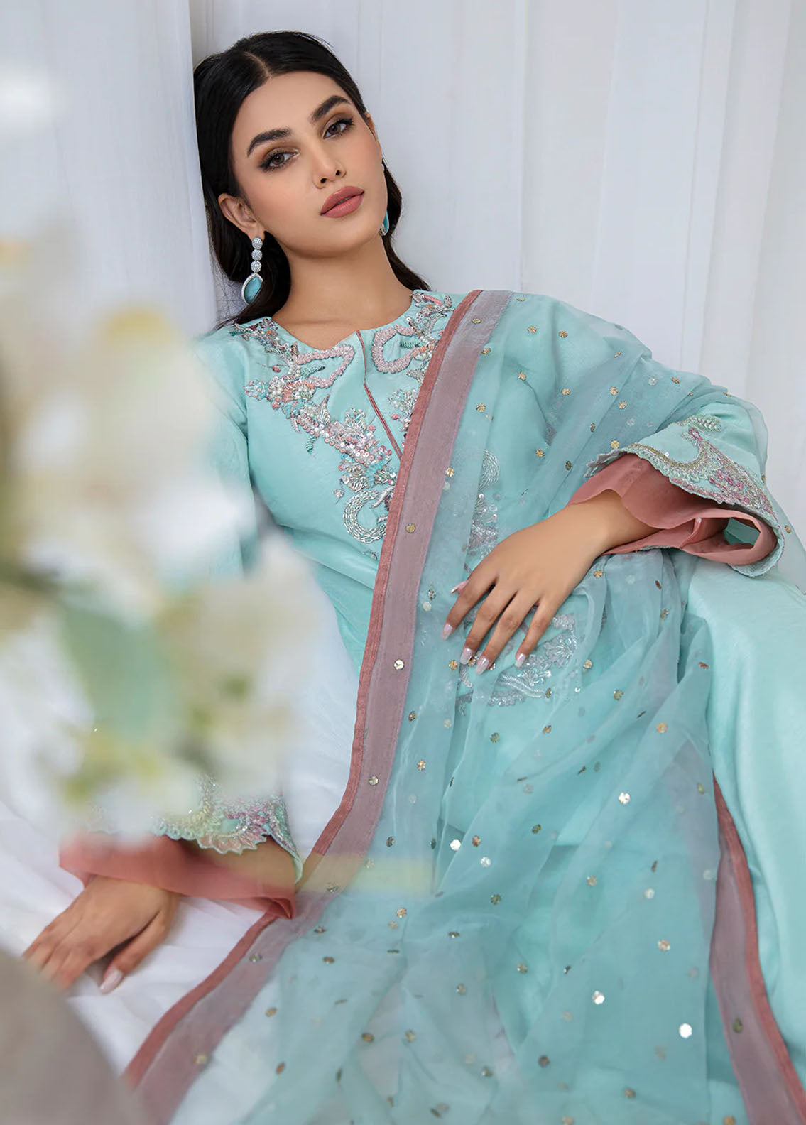AJR Couture - Abbas Jamil Rajpoot Pret Embroidered Raw silk 3 Piece Suit Dianella
