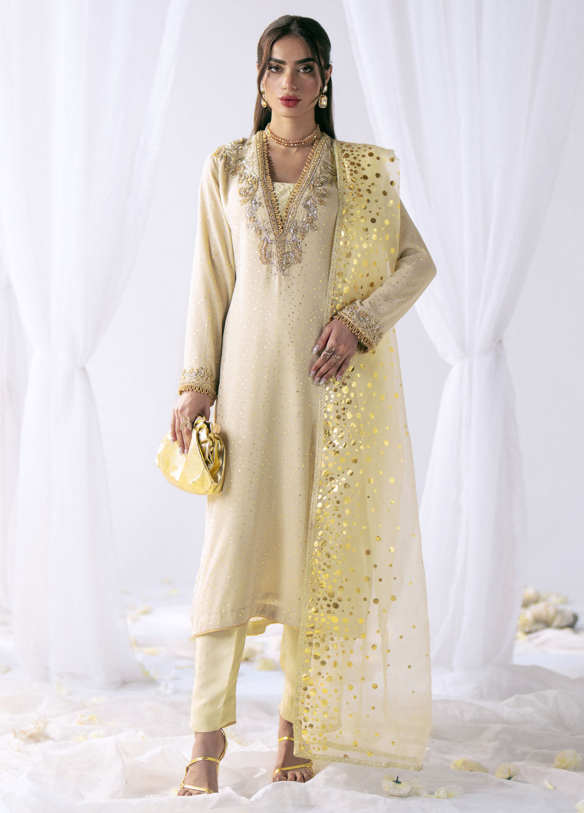 AJR Couture Pret Embroidered Georgette 3 Piece Suit SLUMBER