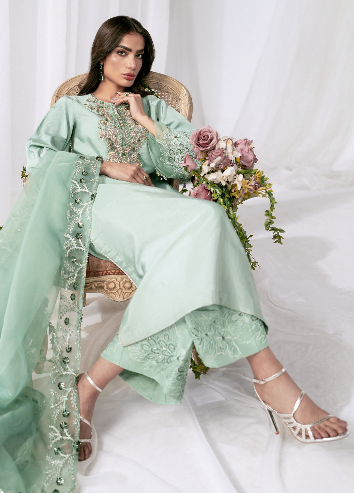 AJR Couture Pret Embroidered Raw Silk 3 Piece Suit DIVINE