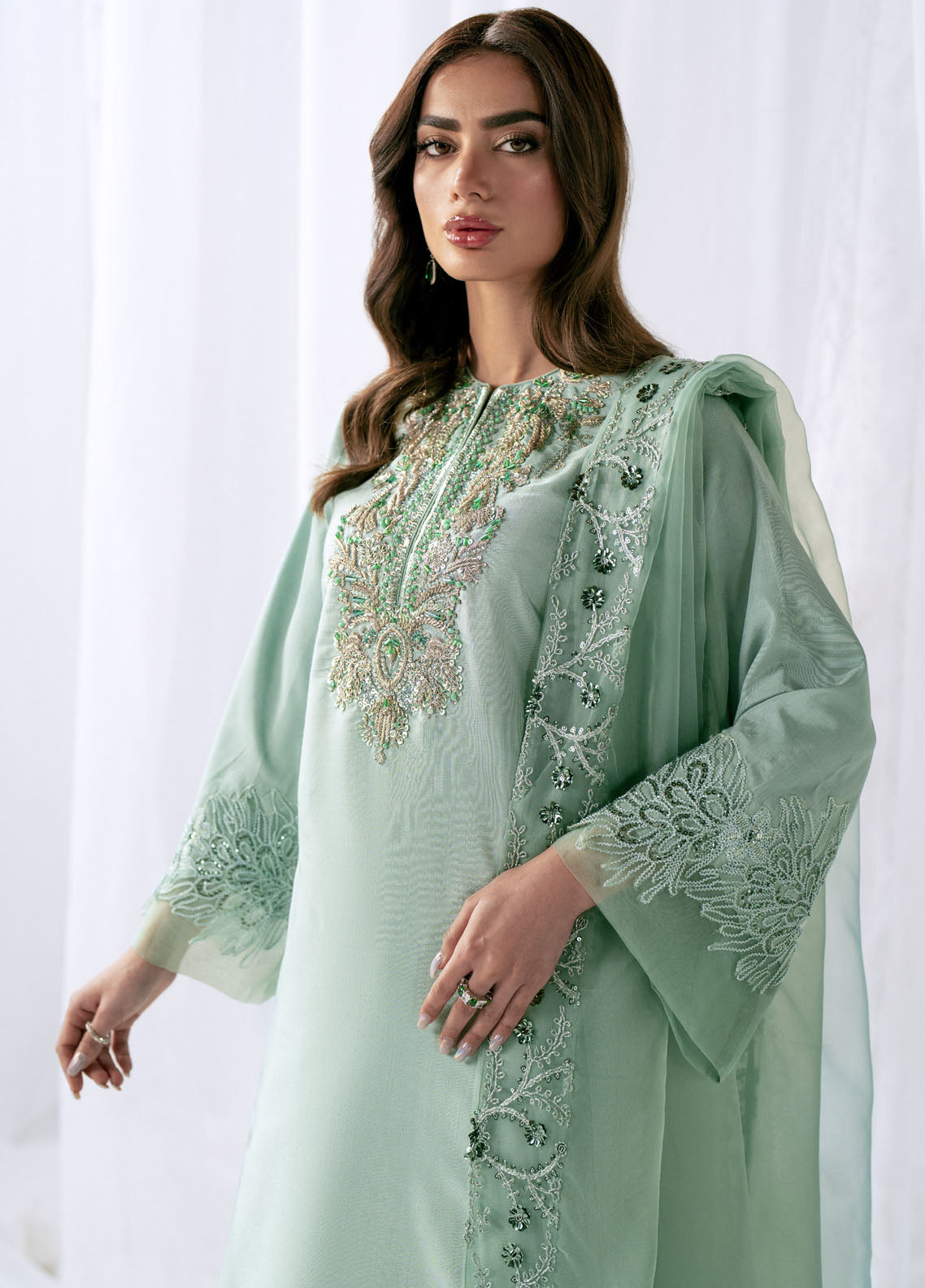 AJR Couture Pret Embroidered Raw Silk 3 Piece Suit DIVINE