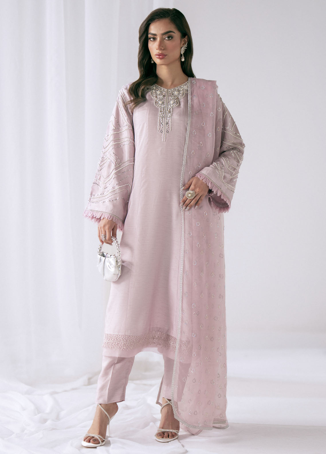 AJR Couture Pret Embroidered Raw Silk 3 Piece Suit FLORET