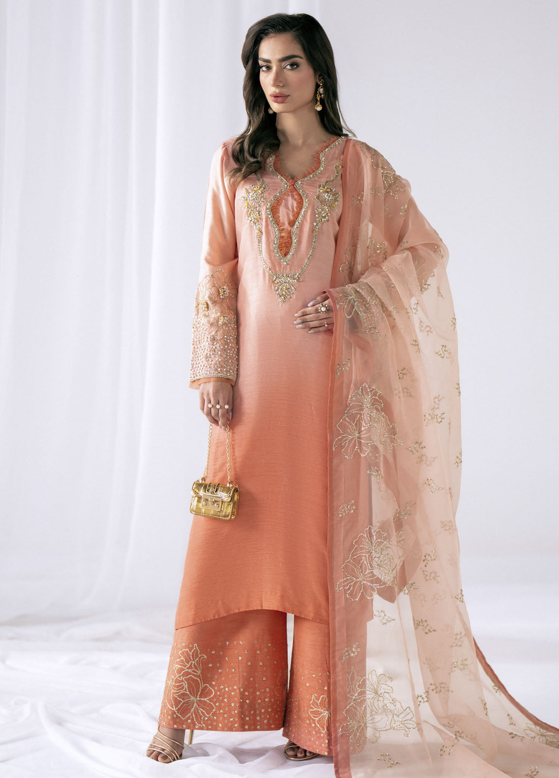 AJR Couture Pret Embroidered Raw Silk 3 Piece Suit RHYTHM