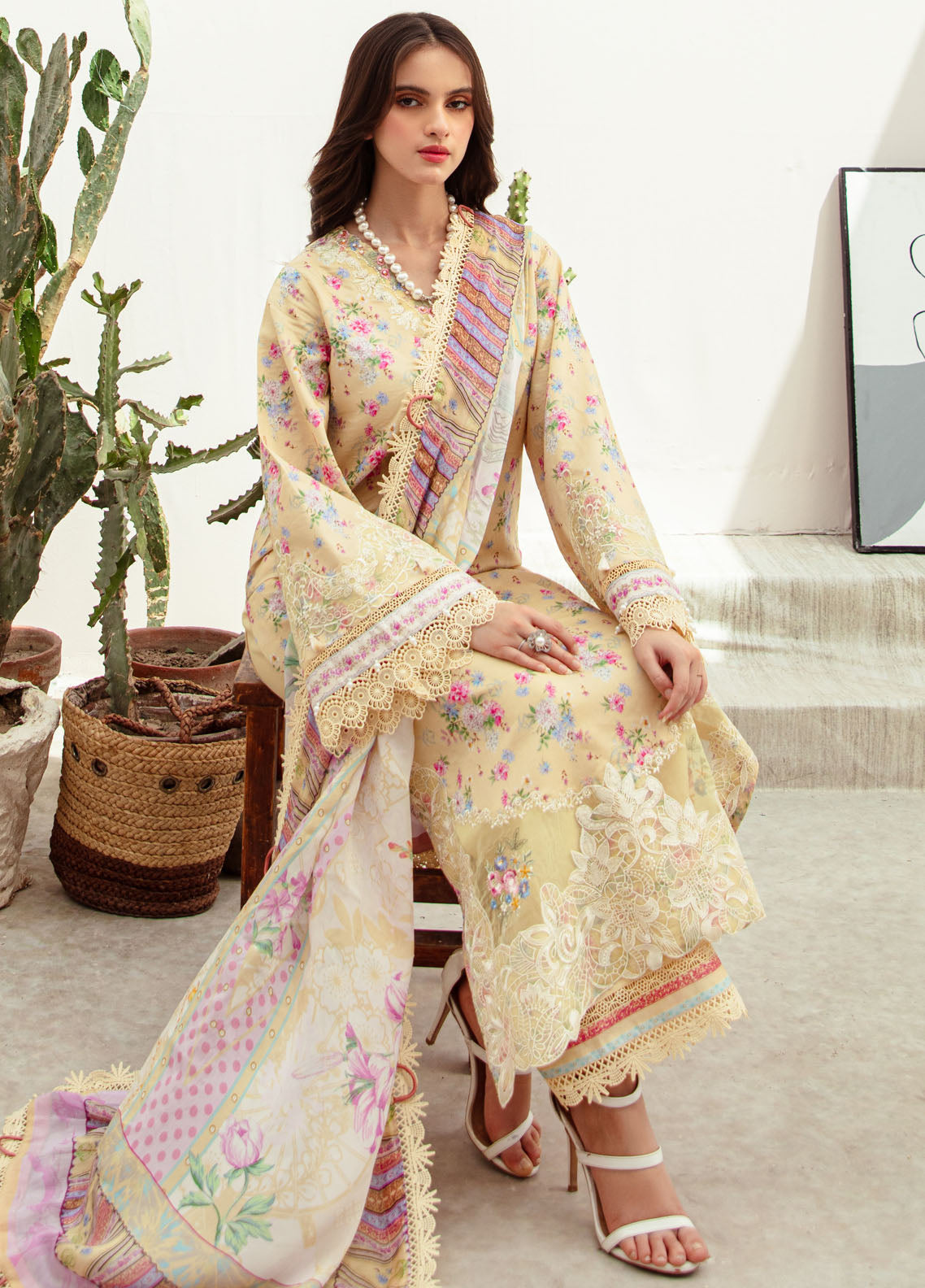 Alif Affordable by Ajr Couture Unstitched Lawn Collection 2024 AFL-05 Sunny Delight