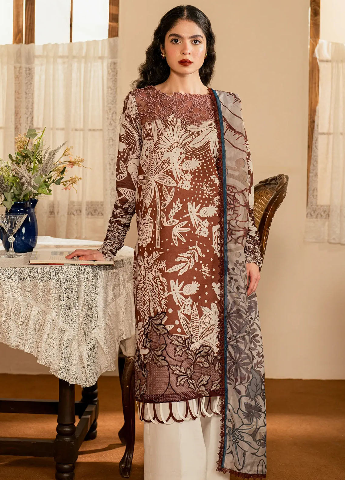 Asifa and Nabeel Embroidered Lawn Suits Unstitched 3 Piece MSLV25-07 Darcheeni