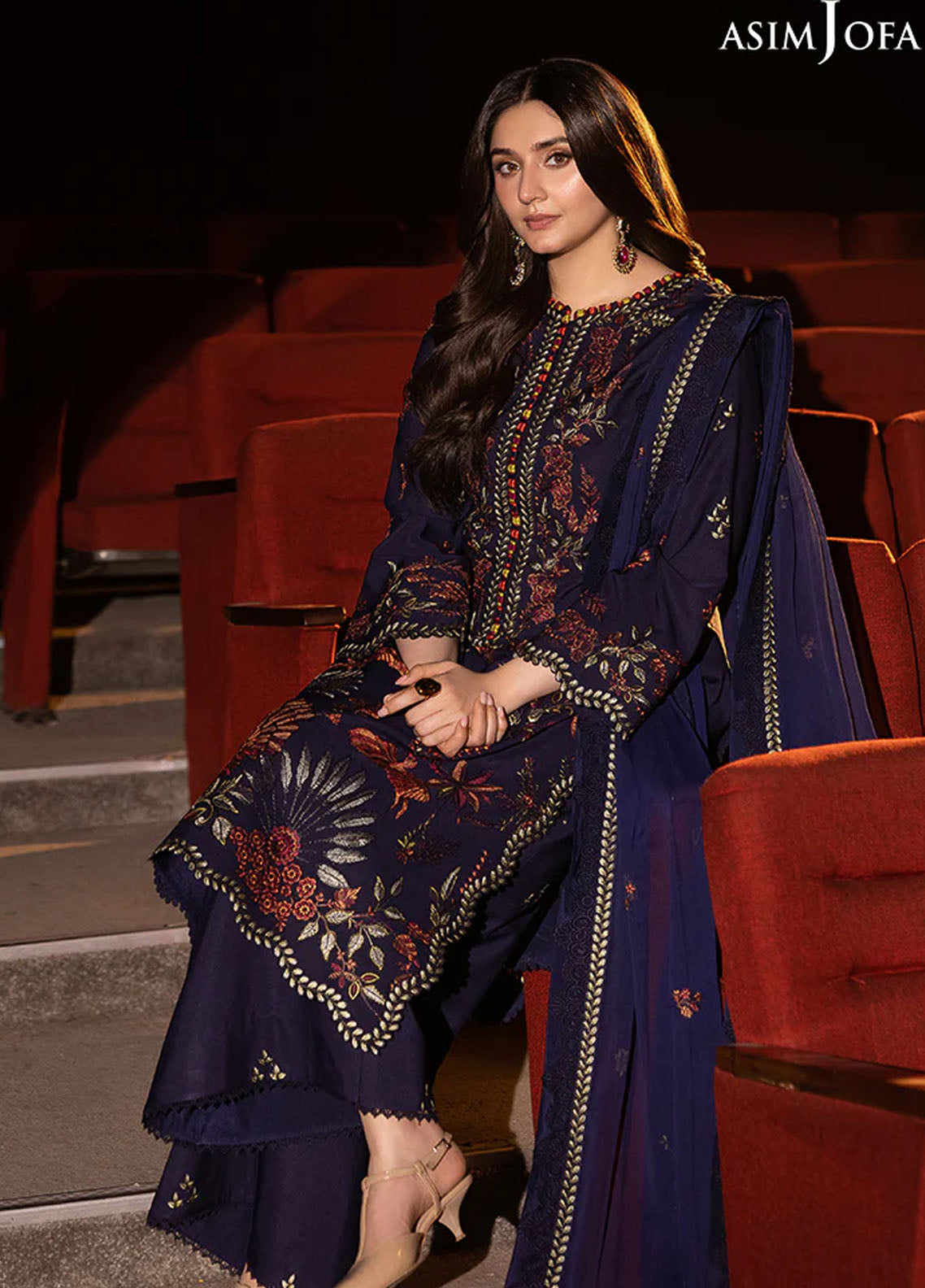 Asim Jofa Embroidered Chiffon Suits Unstitched 3 Piece AJ25LD AJLLF-12