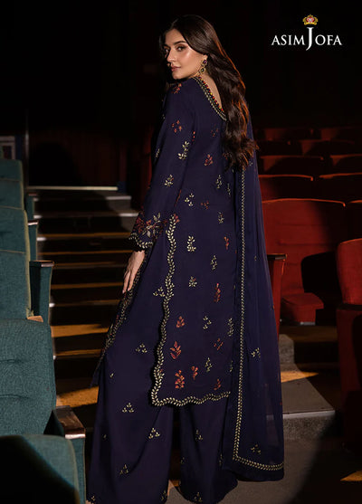 Asim Jofa Embroidered Chiffon Suits Unstitched 3 Piece AJ25LD AJLLF-12