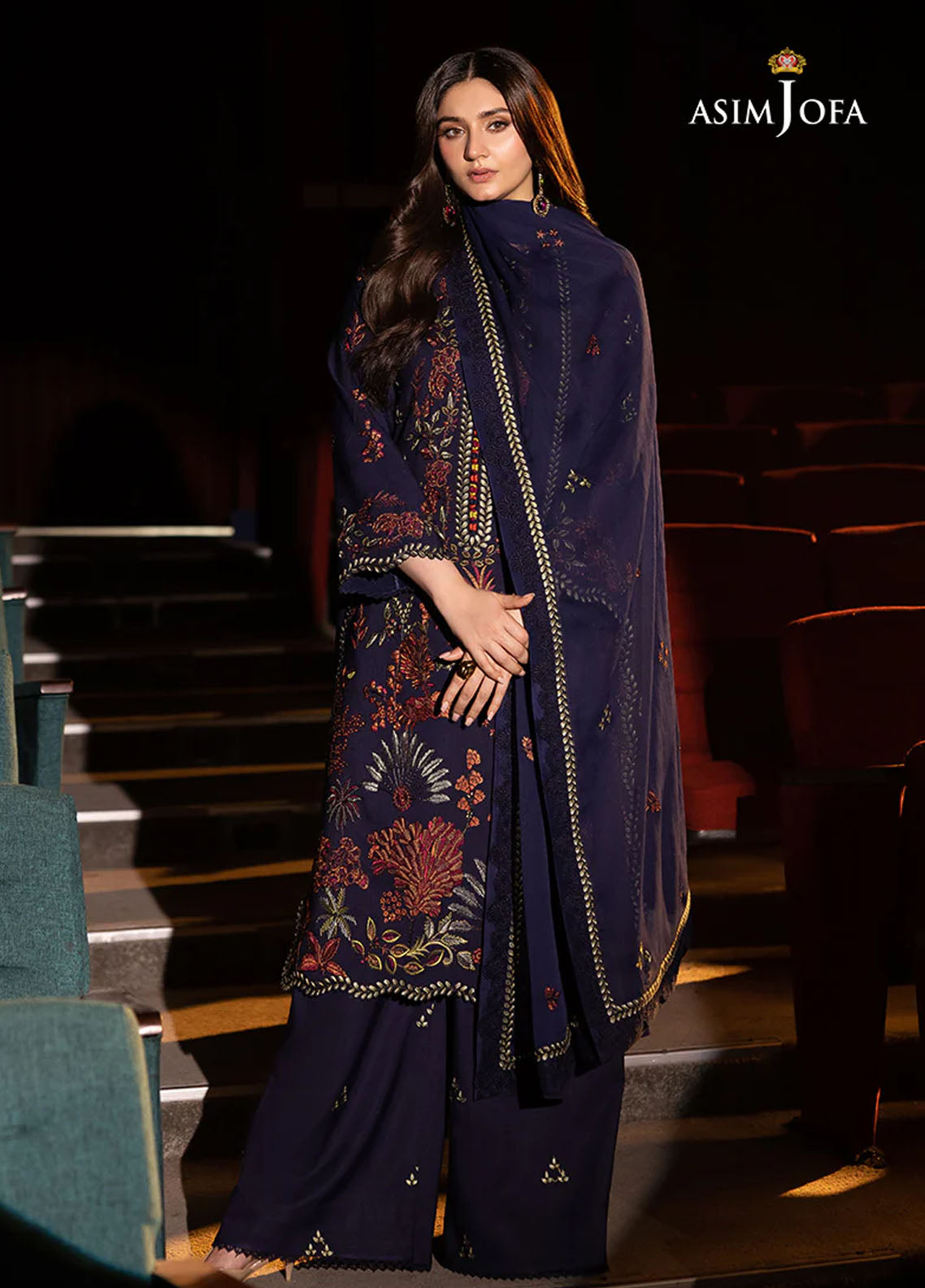 Asim Jofa Embroidered Chiffon Suits Unstitched 3 Piece AJ25LD AJLLF-12