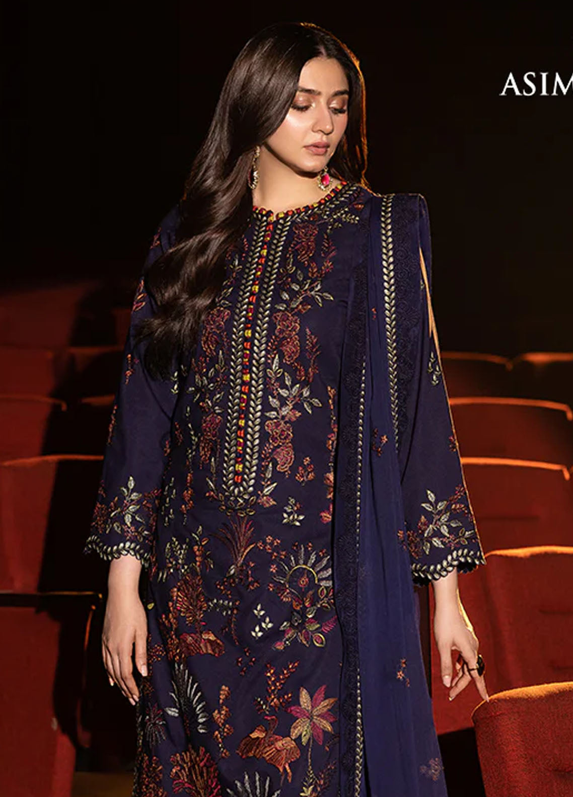 Asim Jofa Embroidered Chiffon Suits Unstitched 3 Piece AJ25LD AJLLF-12