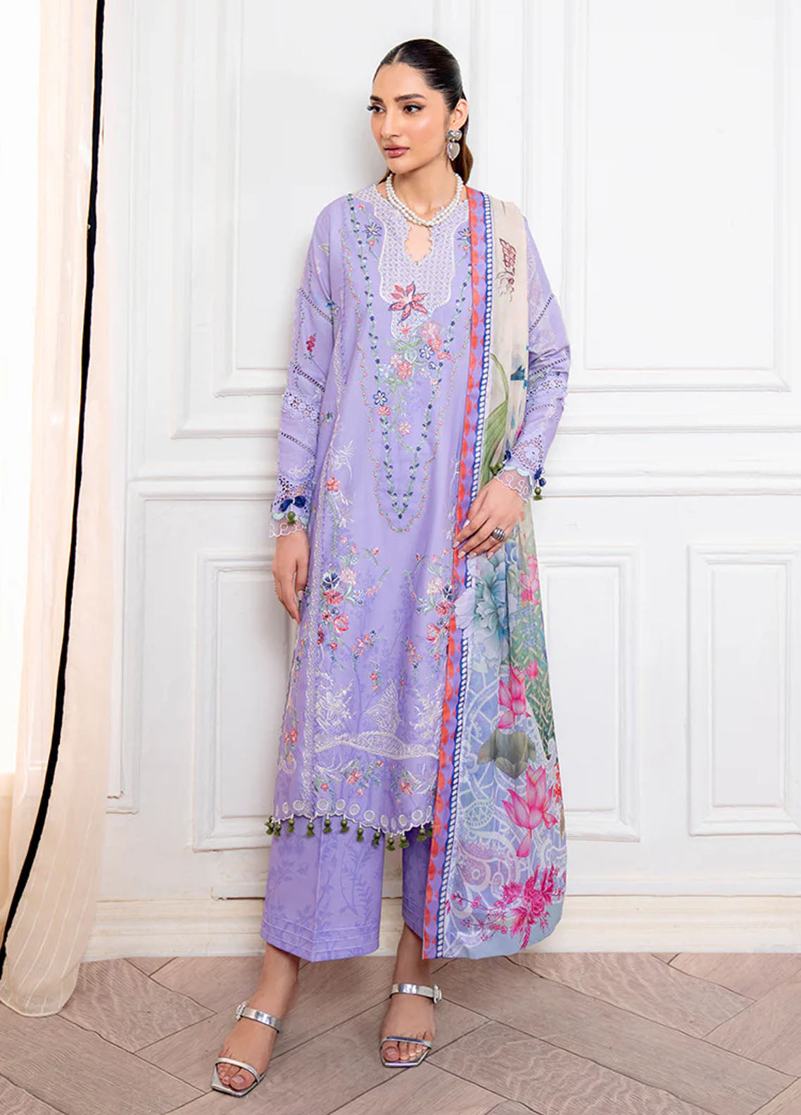 Aezel by Roheenaz Embroidered Cambric Suits Unstitched 3 Piece RNZ25AC D-02 B Nivra