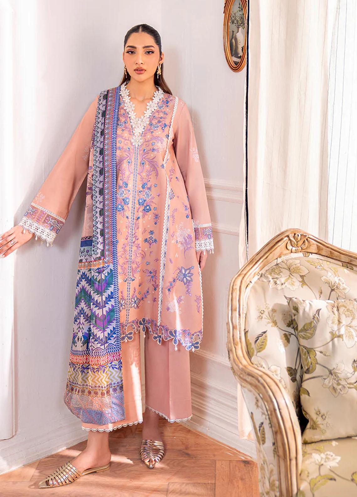Aezel by Roheenaz Embroidered Cambric Suits Unstitched 3 Piece RNZ25AC D-04 B Wareesha
