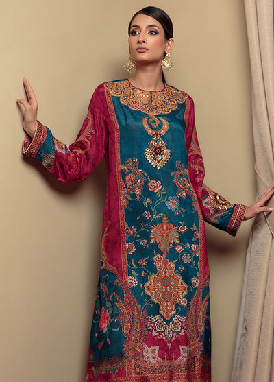 Shamaeel Ansari Pret Luxury Silk Shirt SHA23A Evening Blues