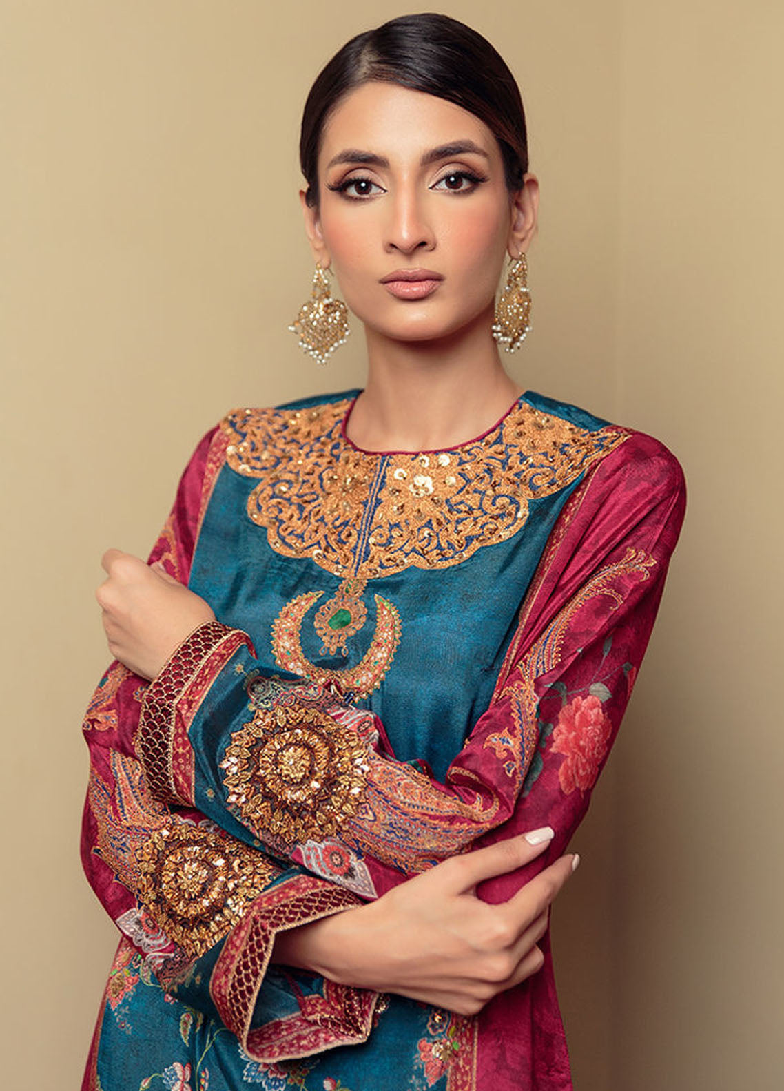 Shamaeel Ansari Pret Luxury Silk Shirt SHA23A Evening Blues