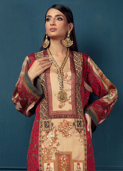 Shamaeel Ansari Pret Luxury Silk Shirt SHA23A Pinch Red
