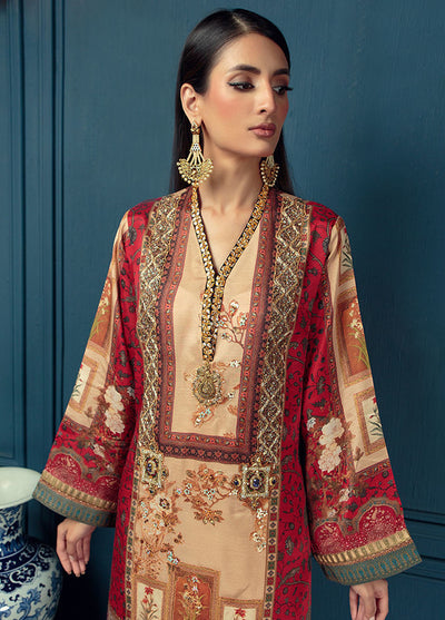 Shamaeel Ansari Pret Luxury Silk Shirt SHA23A Pinch Red