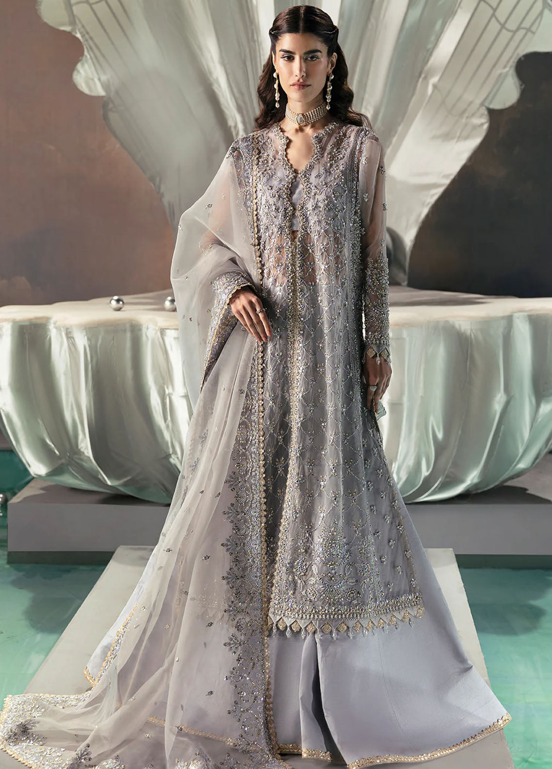 Afrozeh Pret Embroidered 4 Piece Suit Leona