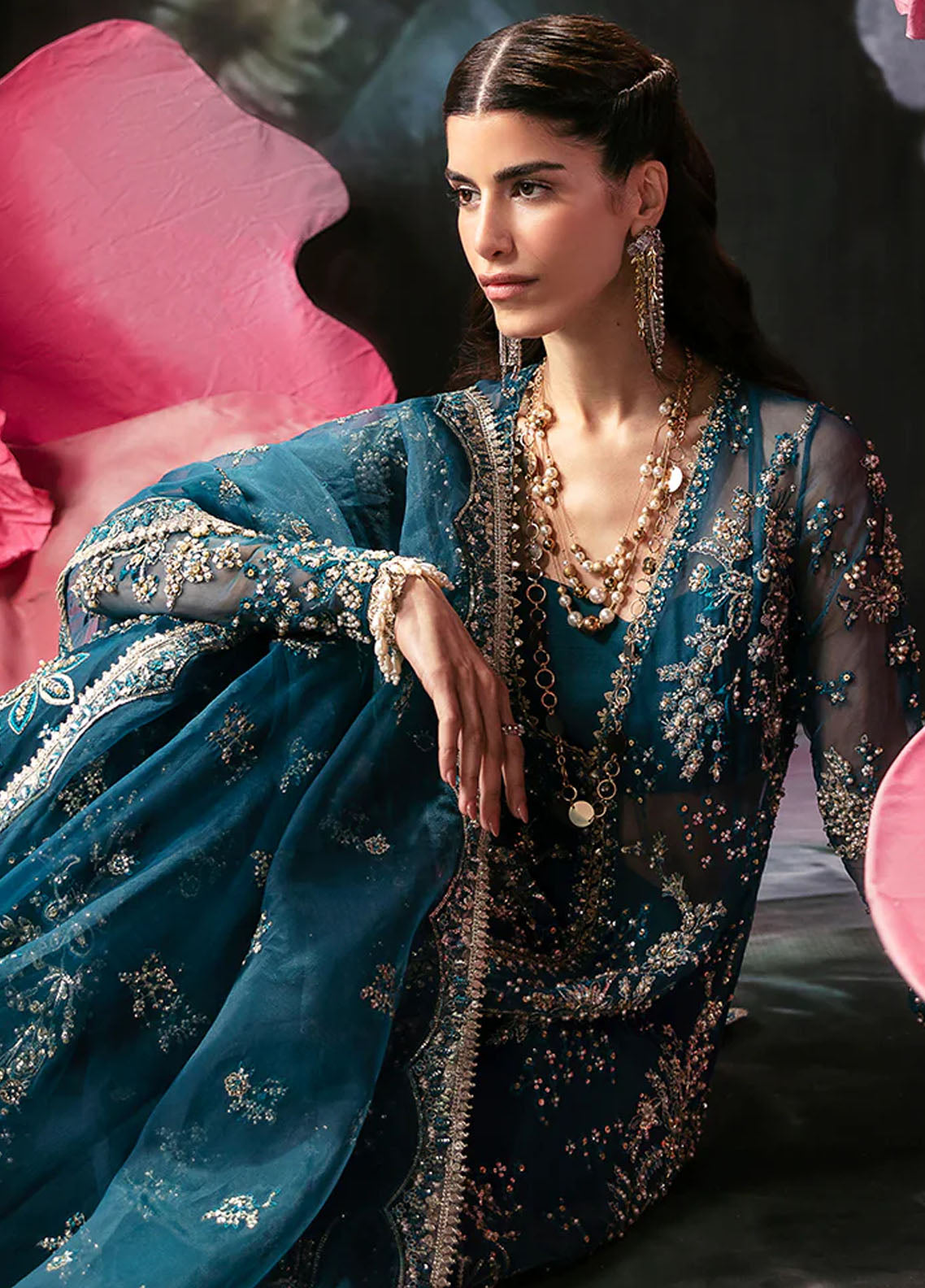 Afrozeh Pret Embroidered Organza 4 Piece Suit Liza