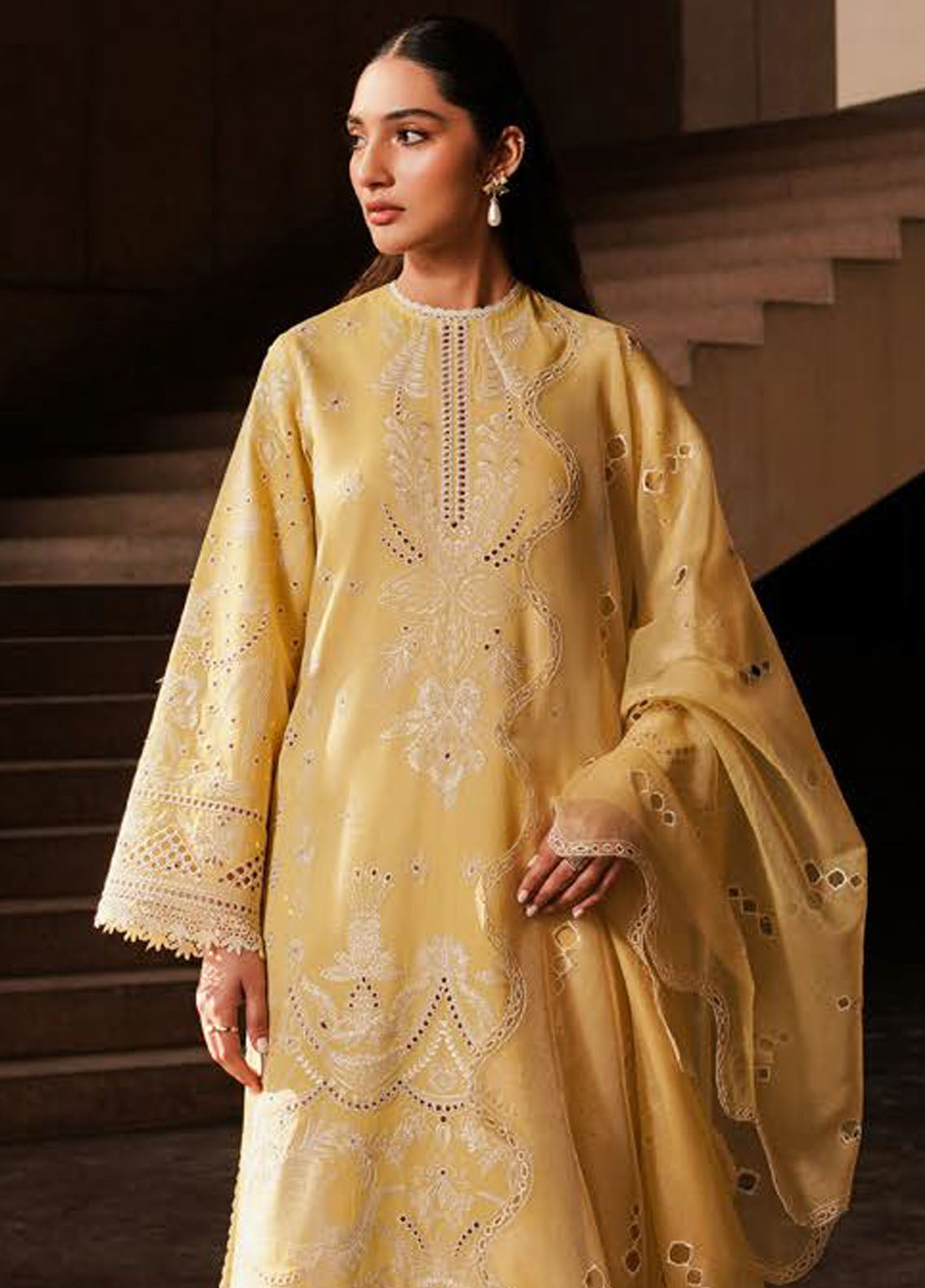 Afrozeh Festive Unstitched Chikankari Lawn Collection 2024 Canary