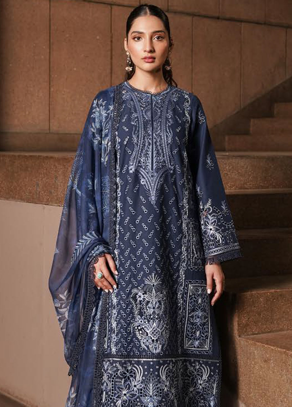 Afrozeh Festive Unstitched Chikankari Lawn Collection 2024 Capri