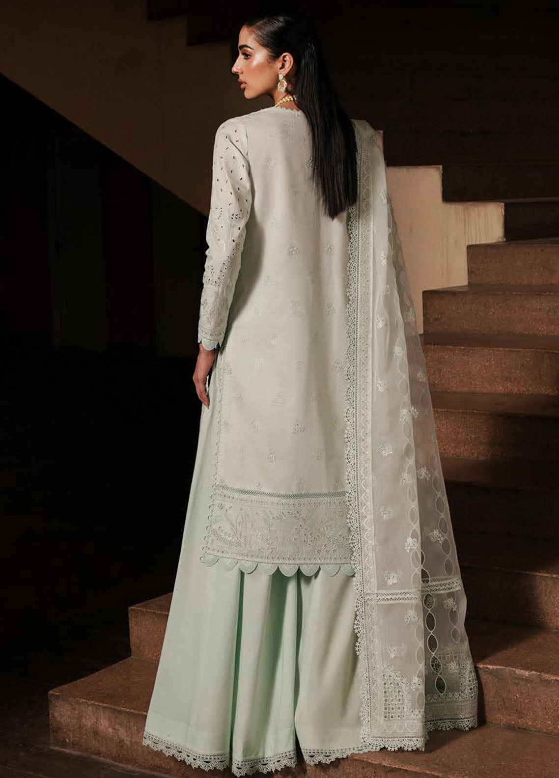 Afrozeh Festive Unstitched Chikankari Lawn Collection 2024 Celadon