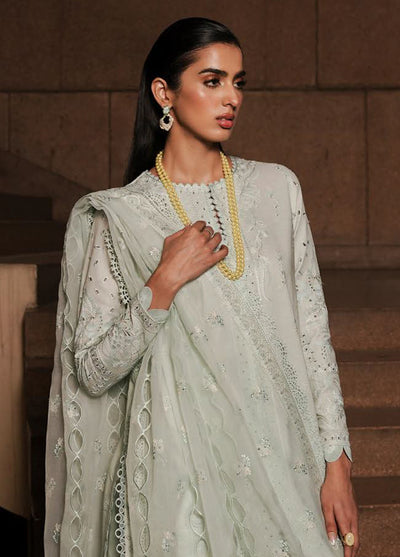 Afrozeh Festive Unstitched Chikankari Lawn Collection 2024 Celadon