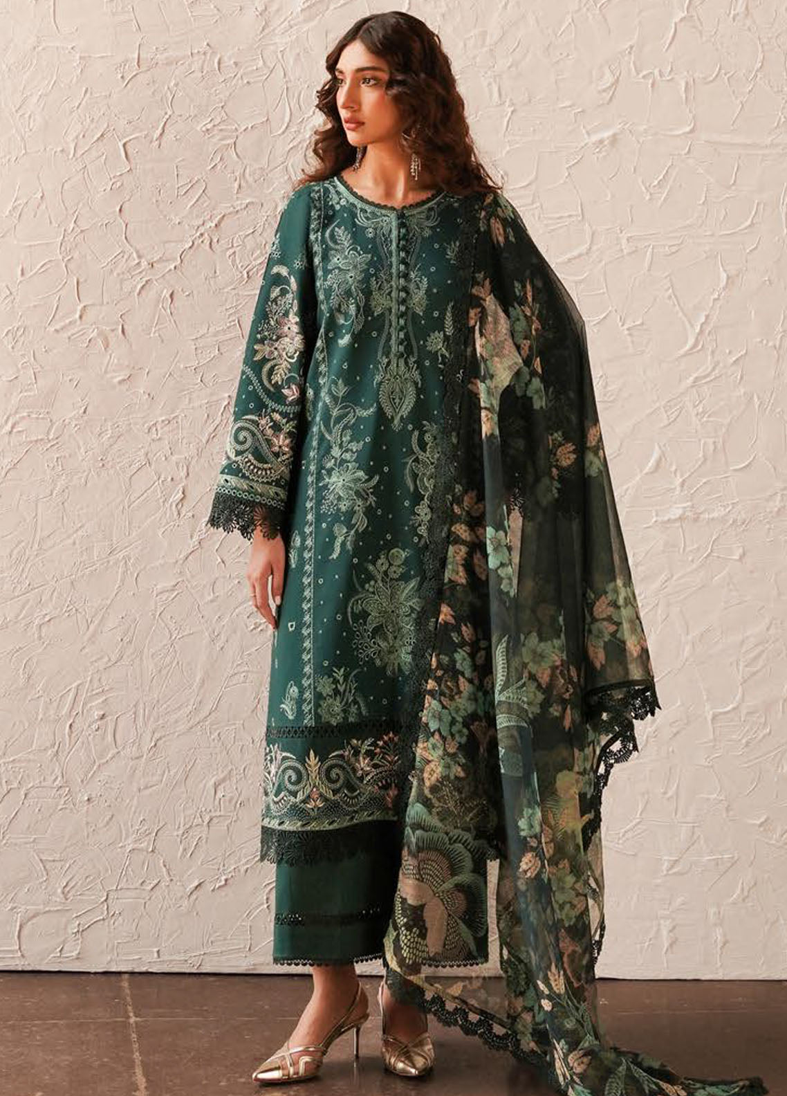 Afrozeh Festive Unstitched Chikankari Lawn Collection 2024 Viridian