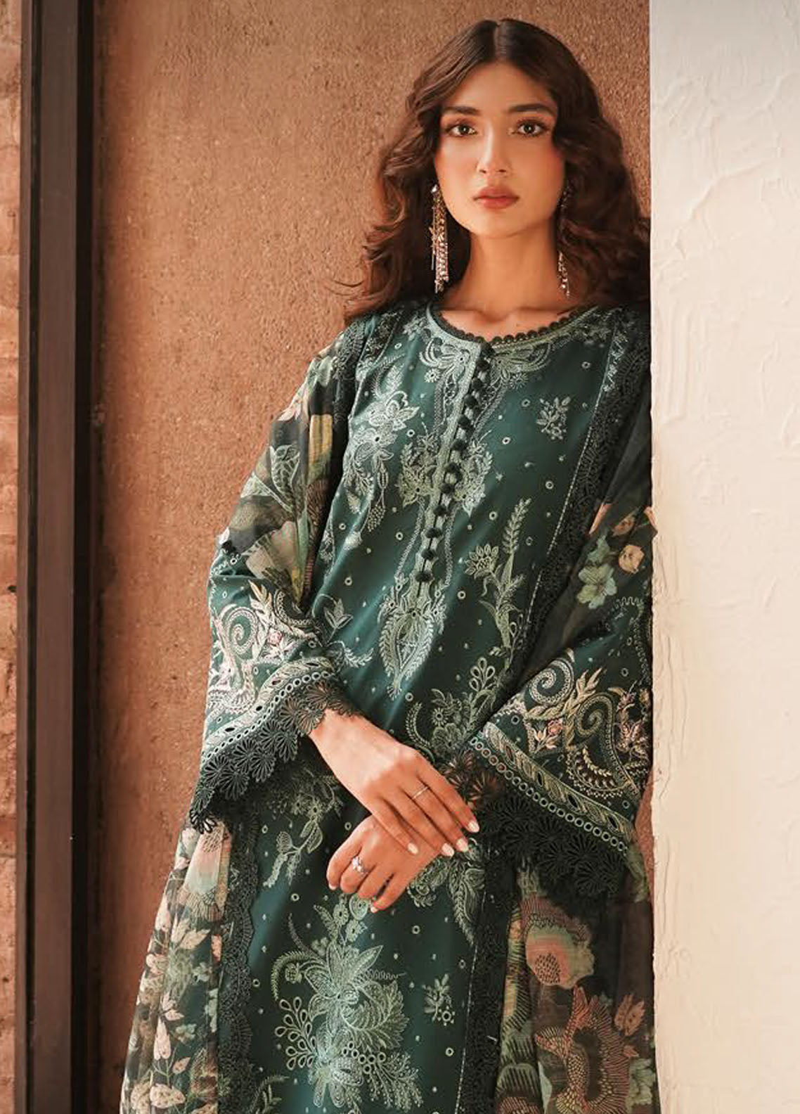 Afrozeh Festive Unstitched Chikankari Lawn Collection 2024 Viridian