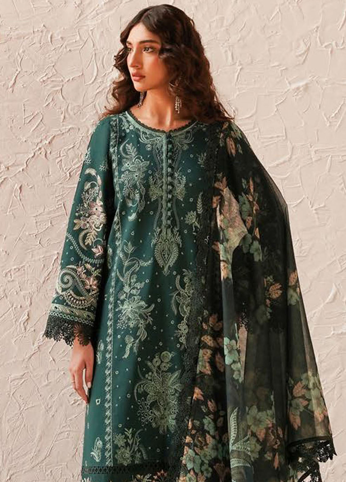 Afrozeh Festive Unstitched Chikankari Lawn Collection 2024 Viridian