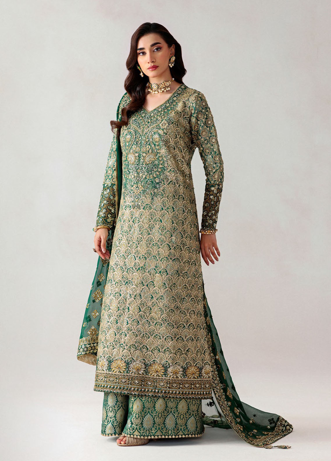 Aik Atelier Embroidered Jamawar Suits Unstitched 3 Piece AIK25UF D-01