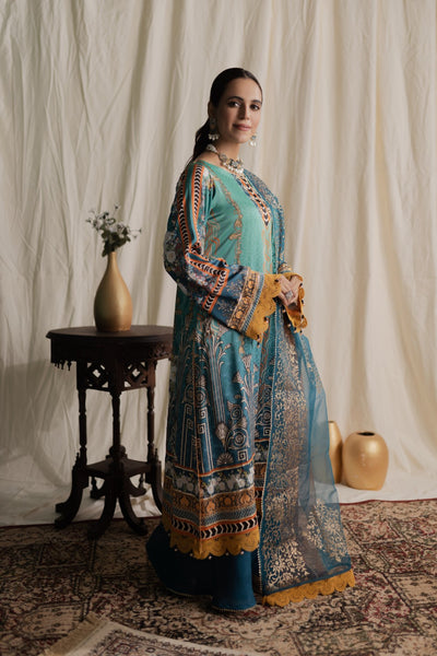 Aisha Fatema Pret Printed Silk 3 Piece Suit Lillian Ombre