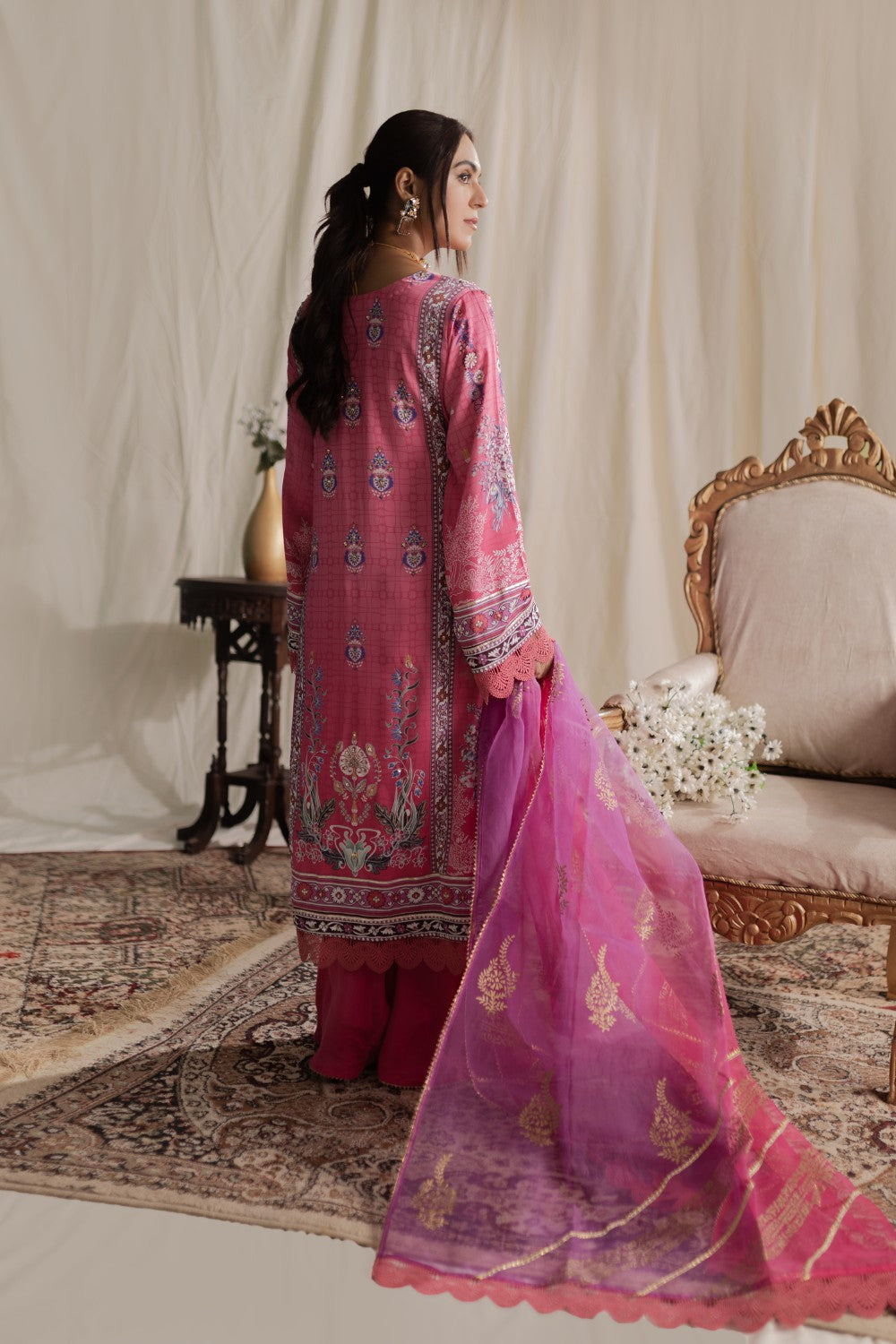 Aisha Fatema Pret Printed Silk 3 Piece Suit Sapphire