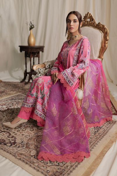 Aisha Fatema Pret Printed Silk 3 Piece Suit Sapphire