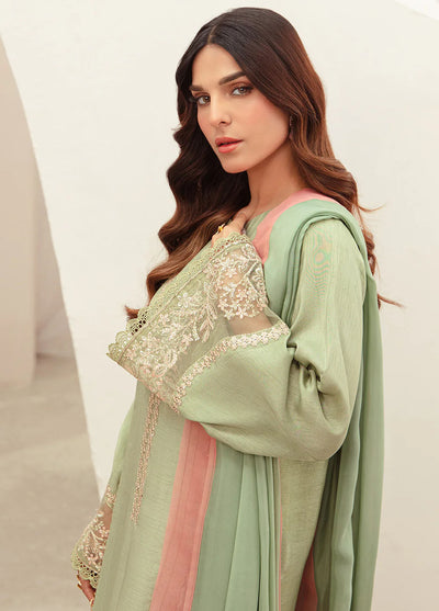 Ajr Couture Pret Embroidered Raw Silk 3 Piece Suit Elisa