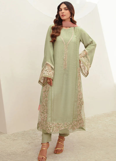 Ajr Couture Pret Embroidered Raw Silk 3 Piece Suit Elisa