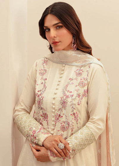 Ajr Couture Pret Embroidered Raw Silk 3 Piece Suit Fawn