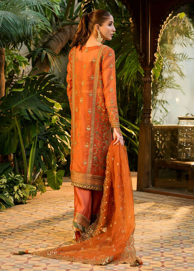 Dhanak Pret Luxury Cotton Net 4 Piece Suit HF-3001 Rust